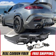 For Benz W167 GLE450 GLE53 GLE63 REAL CARBON Rear Bumper Diffuser Lip Spoiler