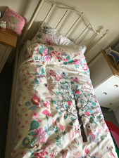 Cream Metal Single Bed Frame with Crystal Finials, Headboard and simba mattress