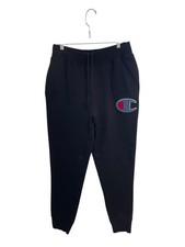 Champion Mens Large Reverse Weave Big C Chenille Logo Jogger Sweatpants Black