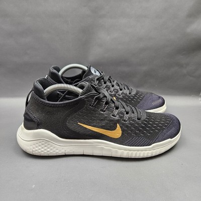 Nike Free RN 2018 Shoes Womens Size 9.5 Black Gold Running Sneakers 942837-008
