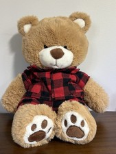 Animal Adventure PJ Oso Peluche Franela Búfalo Pijama a Cuadros Suave 11" 2020