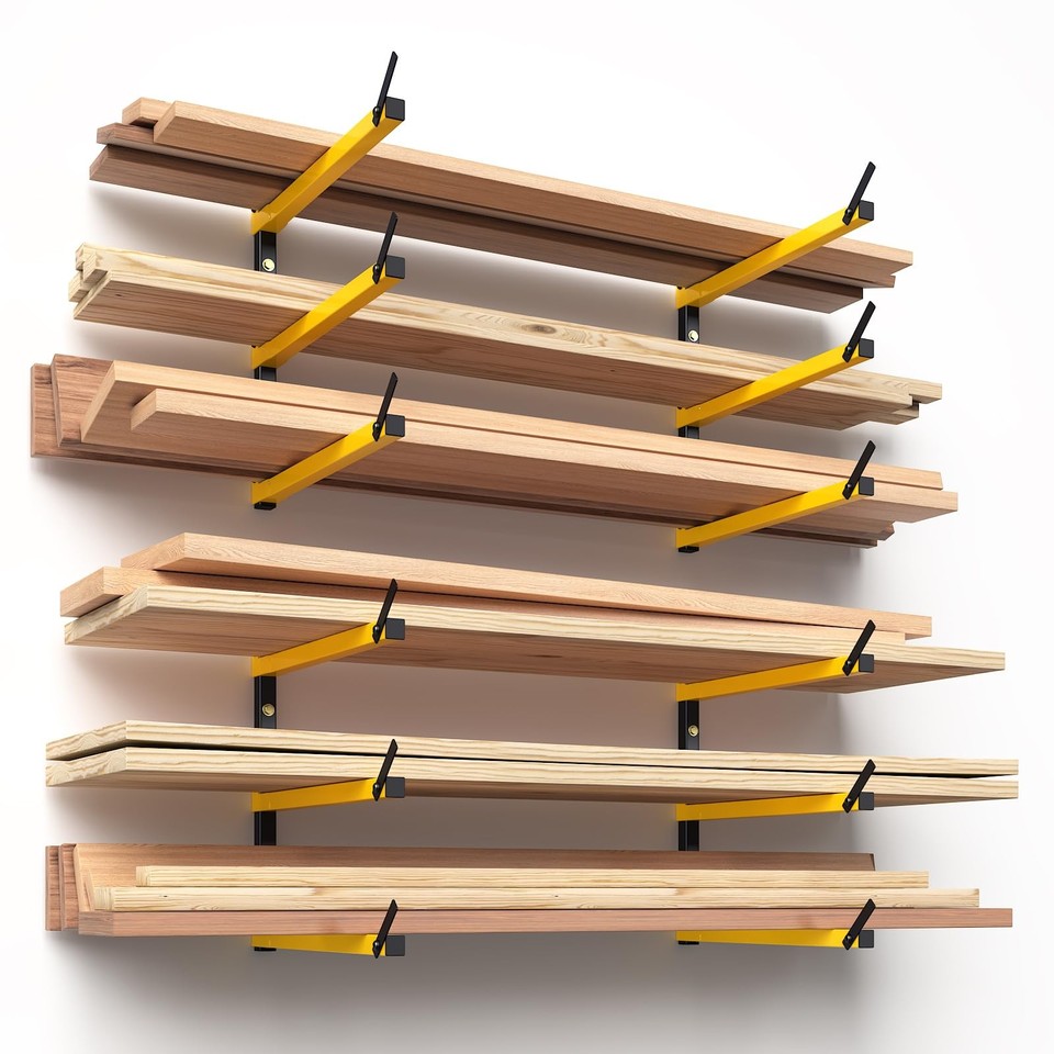 Lumber Storage Rack Folding Wood Storage Racks Wall-Mounted Metal Racks ...