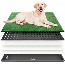 Dog Grass Pad with Tray 35"x23" Large Dog Litter Box, Artificial Grass for Do...