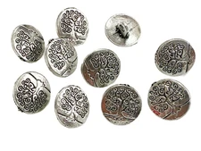 10PC Antiqued Silver Tree of Life Metal Buttons Sewing Button with Shank 14mm