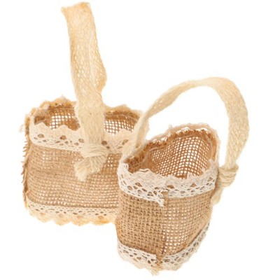 2 Pcs Einkaufstasche Aus Leinen Hochzeitskorb Dekorativer Für Zu Hause