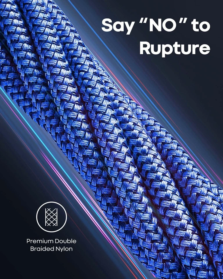 USB C Charger Cable 3Pack, 2M USB A to USB C Cable Fast Charging Nylon Braided U - Image 4 of 4