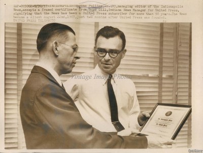 1957 Indianapolis Eugene Pulliam Boyd Gill United Press Wirephoto 7x9