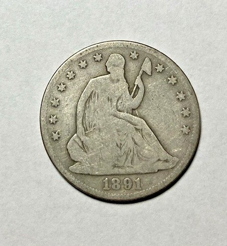 1891 Seated Liberty Half Dollar Nice Original Good+ LOW MINTAGE