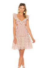 Zimmerman Meridian Frilled Midi Dress in Cotton Striped Size 1