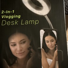 Vivitar 2 in 1 Vlogging Desk lamp LED Ring Light Adjustable- Phone Holder NEW