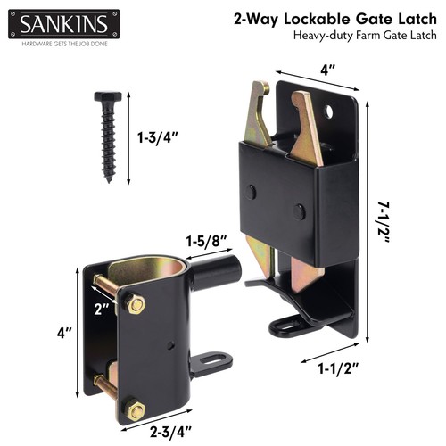 2 Way Lockable Gate Latch, Black Anti-Sag Farm Gate Latch, Two-Way Livestock ... - Picture 4 of 7