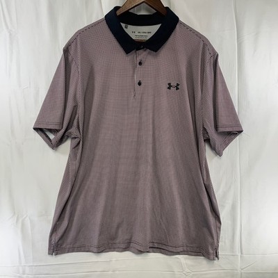 Under Armour Playoff Polo Mens 2XL Red Geometric Micro-print Short Sleeve Shirt