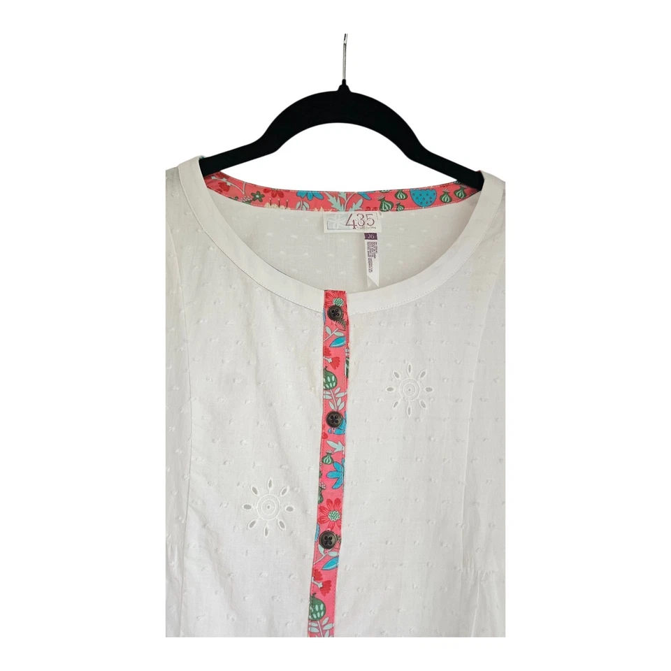 Matilda Jane Girls White Shirt Size 16 Short Sleeve Eyelet Button-Up 100% Cotton - Image 3 of 4