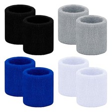 6 Pack Sweatbands Sports Wristband for Men Women, Black,White,Gray,Blue