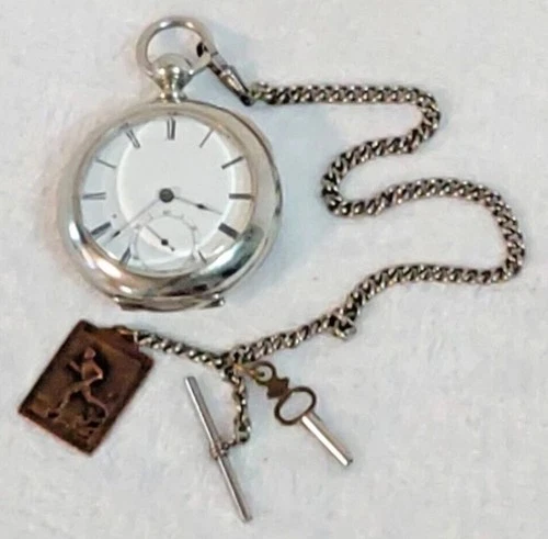 Antique Pocket Watch No Maker On Face, Elgin Movement. Dueber Silverine Case