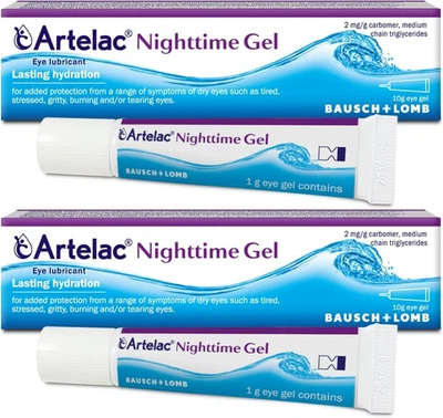 BAUSCH + LOMB 2x Artelac Nighttime Eye Gel 10g Deep Night Hydration for Persistent Eye Dryness