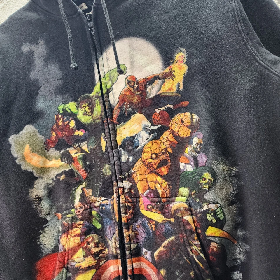 Marvel Zombies Hoodie Men’s 2X Black Full Zip Mad Engine Graphic Hulk Spider-Man - Image 4 of 4
