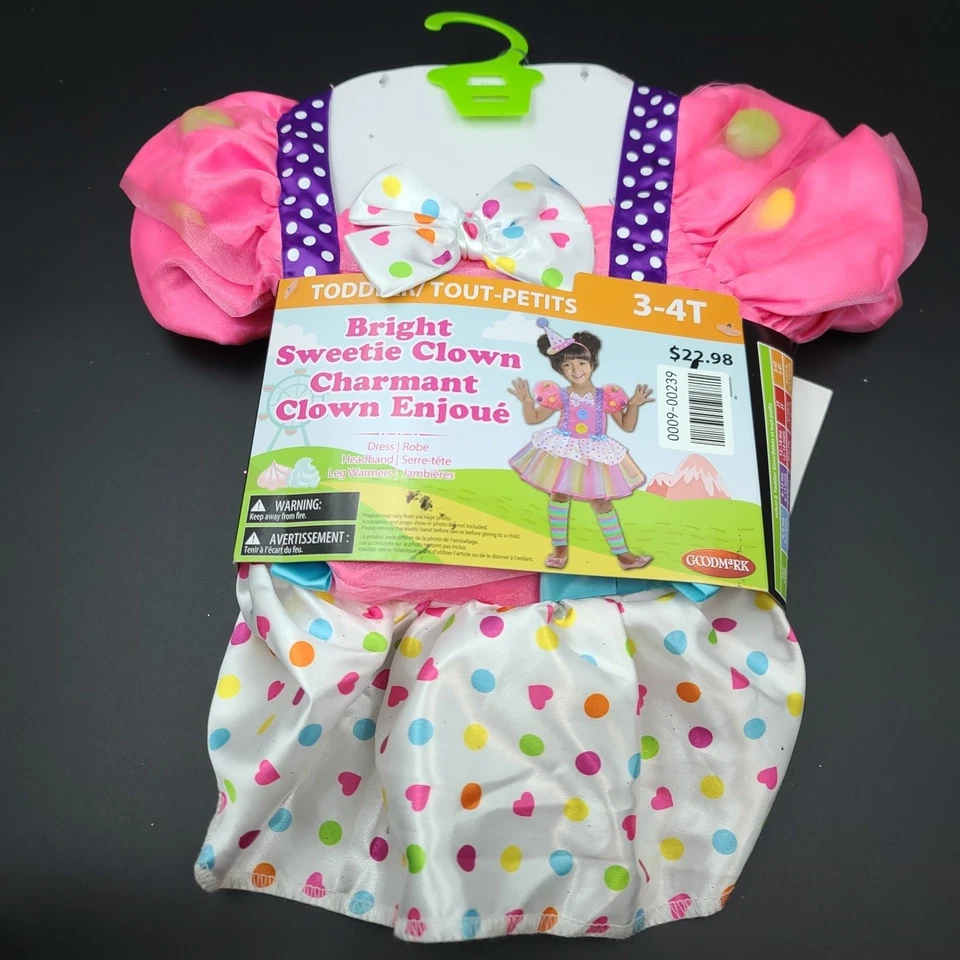 Nuevo Lindo Disfraz de Payaso Niña Niño Pequeño, 3T Foto 2 de 4