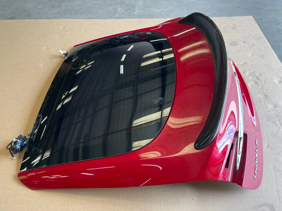 Porta traseira 12-15 Tesla Model S porta traseira porta traseira porta-malas vidro fibra de carbono vermelho 1584 fabricante de equipamento original - Imagem 2 de 4