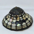 VINTAGE TIFFANY STYLE STAINED GLASS LAMP SHADE IRIDESCENT ART GLASS & BEADS 10"