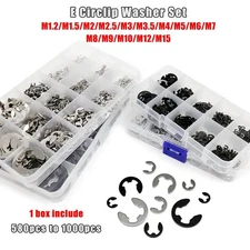 580/1000pcs M1.2-M15 Shaft External Retaining Ring E Clip Snap Circlip Washer