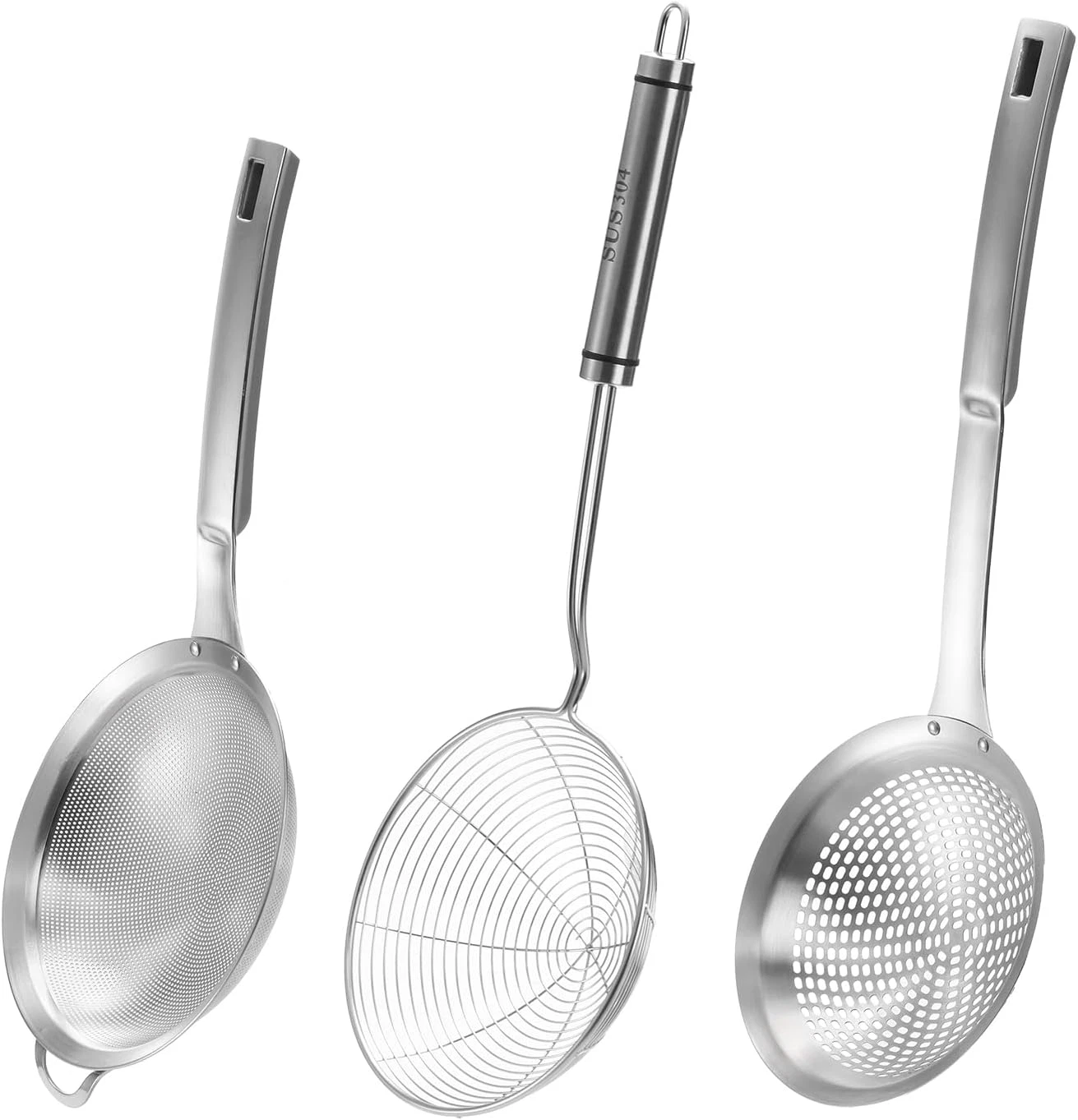 3 Pieces Spider Strainer Skimmer Spoon Set, Fine Mesh Stainless Steel Sieve Food