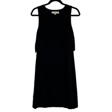 Loft Women's Sleeveless Scalloped Sheath Dress Open Back Lined Size 6 Black 