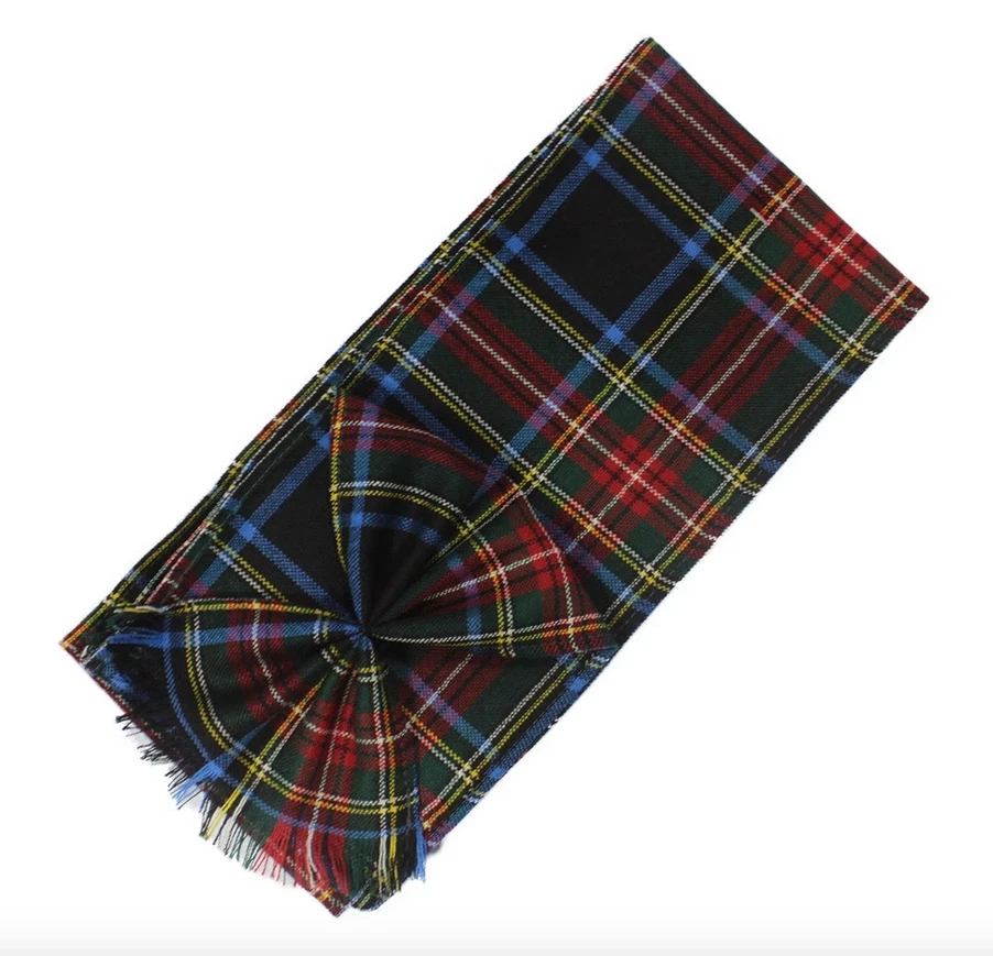 INGLES BUCHAN Scottish 100% Wool Tartan Ladies Mini Sash With Rosette - Stewart Black Modern