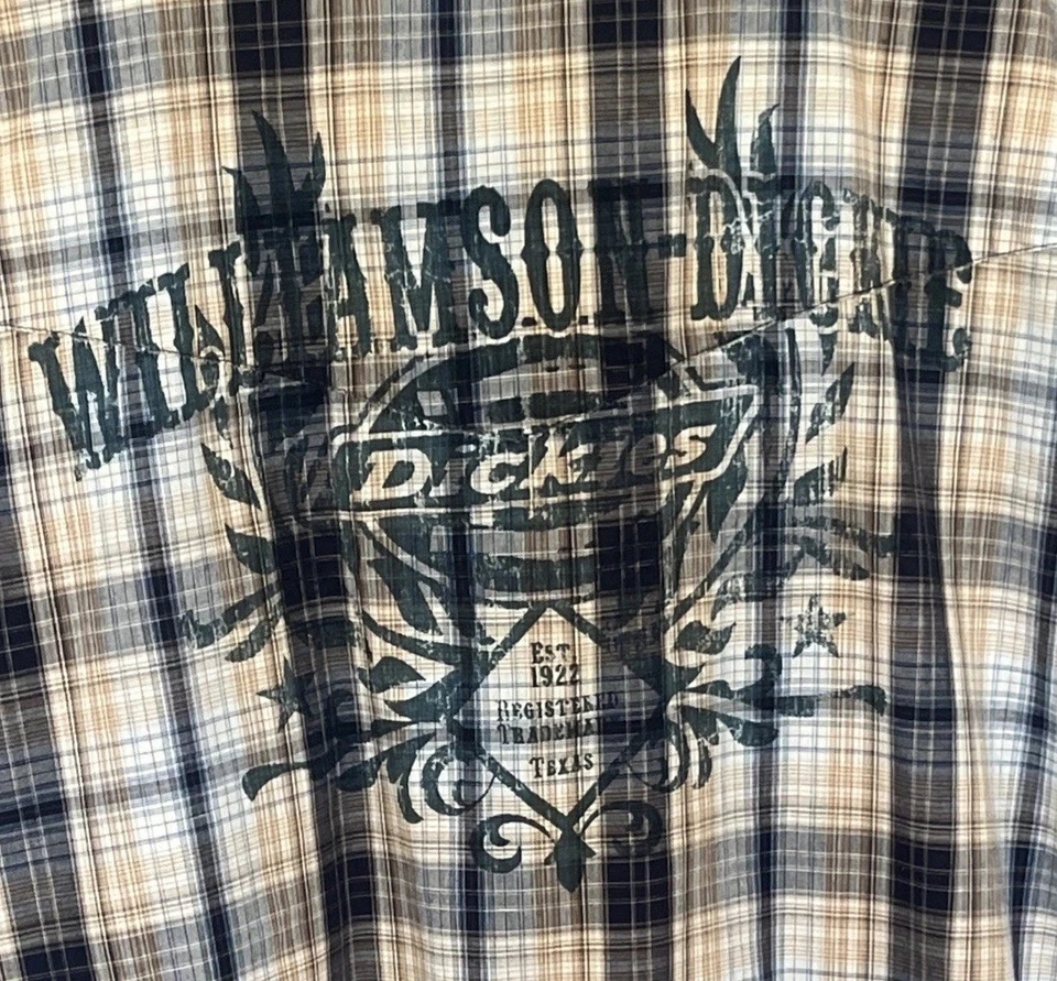 Camisa Dickies Williamson Vintage Western a Cuadros Manga Corta Para Hombre 2XL Perla A Presión Foto 2 de 4