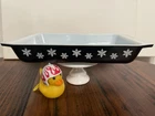 Vintage Pyrex White Snowflake on Charcoal  Space-Saver #548 Casserole
