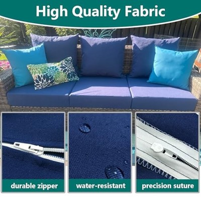 Outdoor Seat Cushion Cover Set of 4, 24 x 20 Inch, 24 x 24 x 4