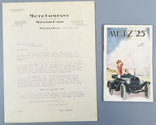Rare! 1916 Metz "25" Touring Car Roadster Brochure Catalog & Letter Model A & B