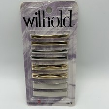 Vintage Wilhold Metal Barrettes Gold Silver Stay Tight 8 Pack 2.25"