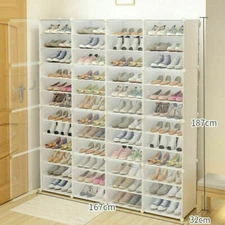 12-Tier Shoe Rack Organizer Stackable Closet 96 Pairs Shoe Box Storage Cabinet