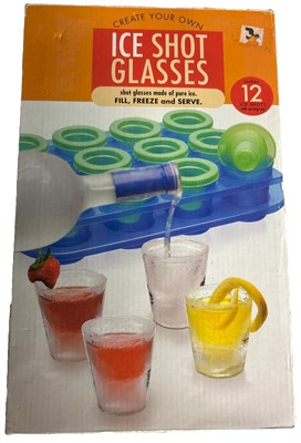Ice Shots Set of 12 Ice Mold Shot Glasses W/ Serving Tray Just Freeze Lush Life