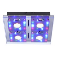 Led Deckenleuchte Rgb Chrom 30X30Cm Fernbedienung Glas Farbwechsel Partylicht