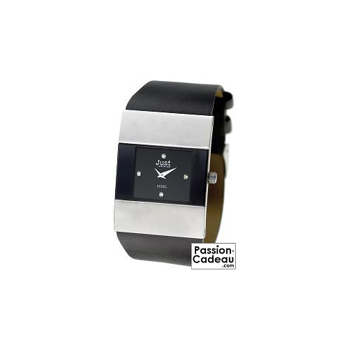 Montre Just 48-S5136A-BK en quartz avec son bracelet en cuir véritable noir