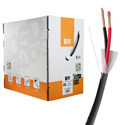 16/2 Speaker Wire Outdoor Rated CL2/CL3 In Wall Direct Burial Oxygen Free, Black