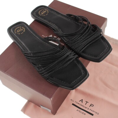 ATP All Tomorrow's Parties NWB Slides Size 41 11 US Solid Black Carapelle