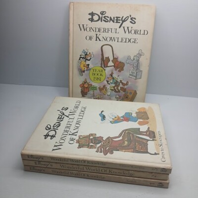 4 Disney's Wonderful World Of Knowledge Books #1-2-5 + year book 1981