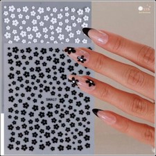 Balck White Daisy Flowers Nail Stickers 2 Colors Flowers Daisy Nail Decals
