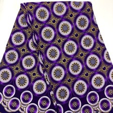 African fabric, Ankara fabric, Metallic gold glitter, Purple circles print