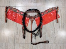 Hand Painted Fringe Tack Set with Headstall , Breast Collar and Reins.