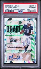 2024 LEAF METAL MICHAEL HIERS DRAFT BOUND GREEN CRYSTAL AUTO #3/3 PSA 10 SAMFORD