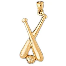 New 14k Yellow Gold Baseball Bat Pendant