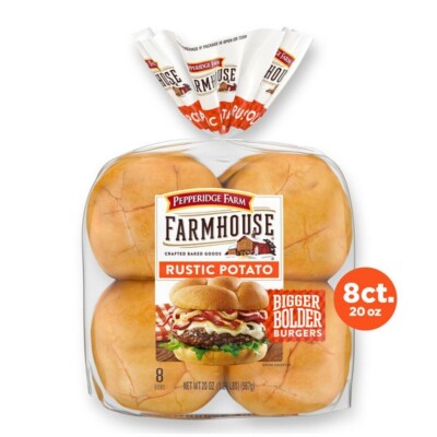 Pepperidge Farm Farmhouse Rustic Potato Hamburger Buns, 3 - 8 pack bags 24 total