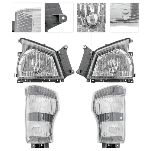 Headlights & Corner Lights LH+RH For 2004-2007 Isuzu NPR NQR 2005-07 GMC W-4500 - Picture 4 of 6
