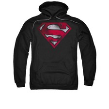 SUPERMAN WAR TORN SHIELD Licensed Adult Pullover Hooded Sweatshirt Hoodie SM-3XL