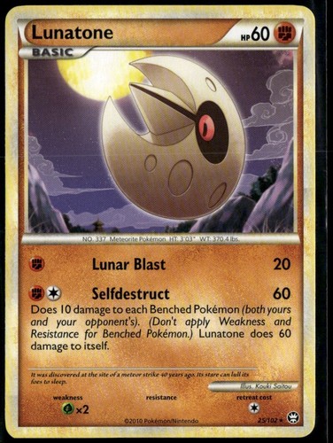 Lunatone Rare - HGSS Triumphant 25/102 2010 LP+ Pokemon Card