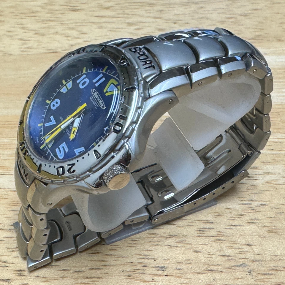 Marco Max Reloj Cuarzo Hombre Plata Azul Japón Movt Bisel Fijo Analógico Batería Nueva Foto 4 de 4